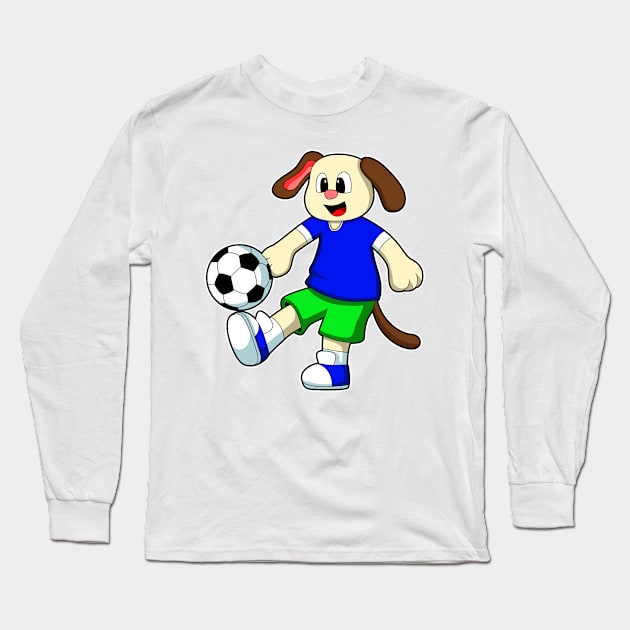 Dog at Sports with Soccer Long Sleeve T-Shirt by Markus Schnabel